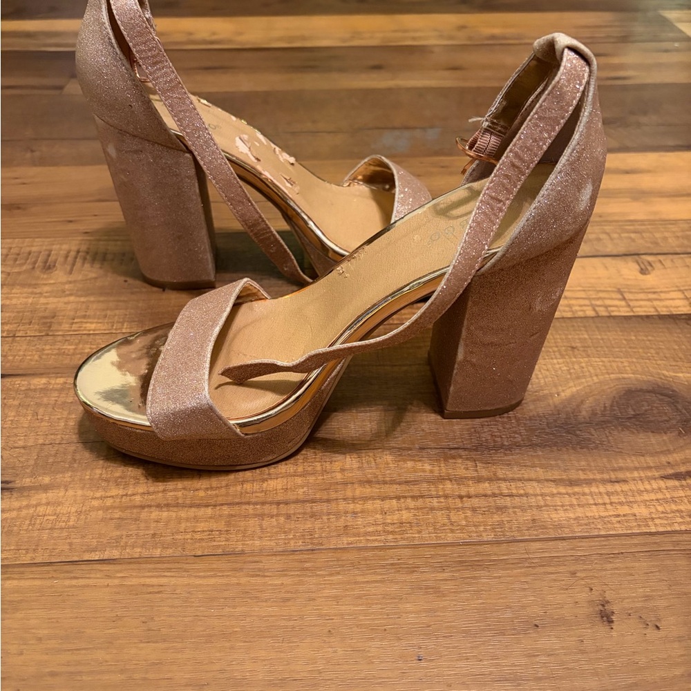 Rose Gold Block Heel Sandals